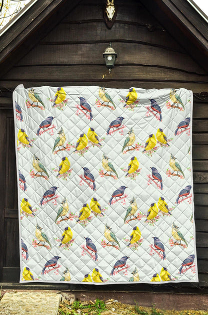 Bird Sweet Themed Print Pattern Premium Quilt-JTAMIGO.COM