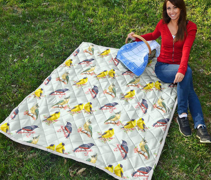Bird Sweet Themed Print Pattern Premium Quilt-JTAMIGO.COM