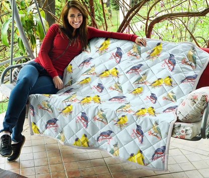 Bird Sweet Themed Print Pattern Premium Quilt-JTAMIGO.COM