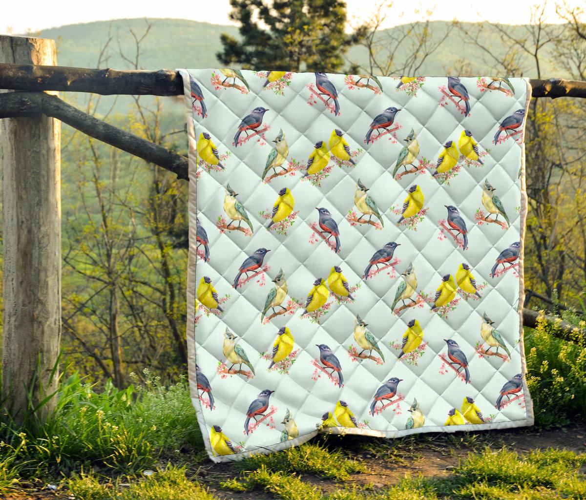 Bird Sweet Themed Print Pattern Premium Quilt-JTAMIGO.COM