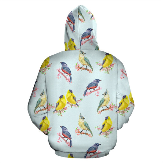 Bird Sweet Themed Print Pattern Pullover Hoodie