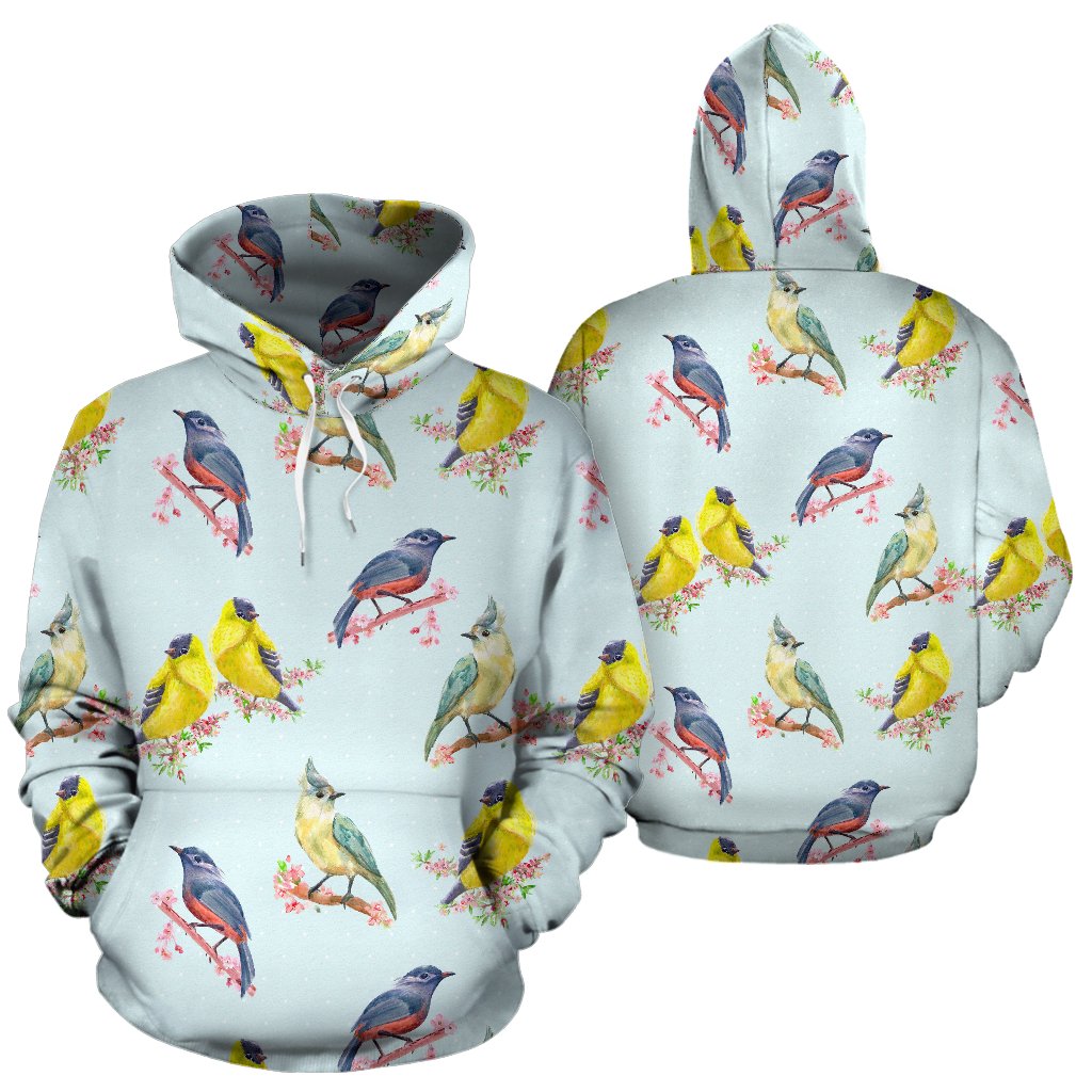 Bird Sweet Themed Print Pattern Pullover Hoodie
