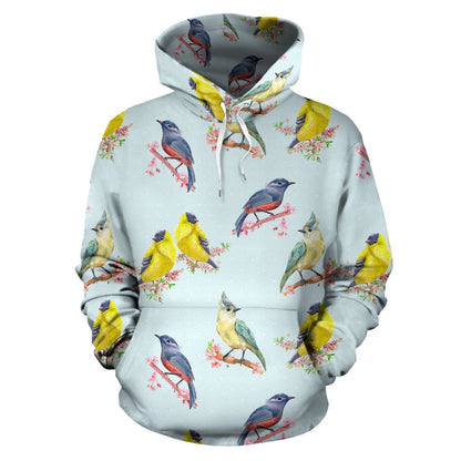 Bird Sweet Themed Print Pattern Pullover Hoodie