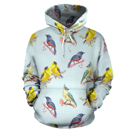 Bird Sweet Themed Print Pattern Pullover Hoodie