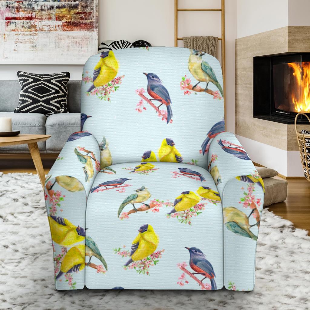Bird Sweet Themed Print Pattern Single Sofa Slipcover -JTAMIGO.COM