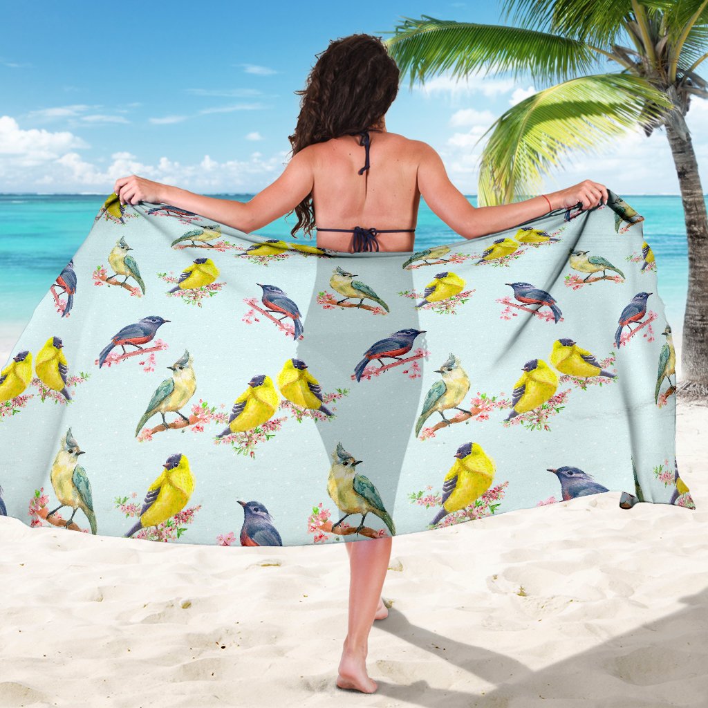 Bird Sweet Themed Print Pattern Sarong Pareo Wrap