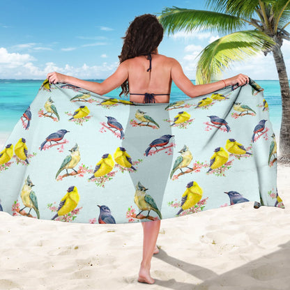 Bird Sweet Themed Print Pattern Sarong Pareo Wrap