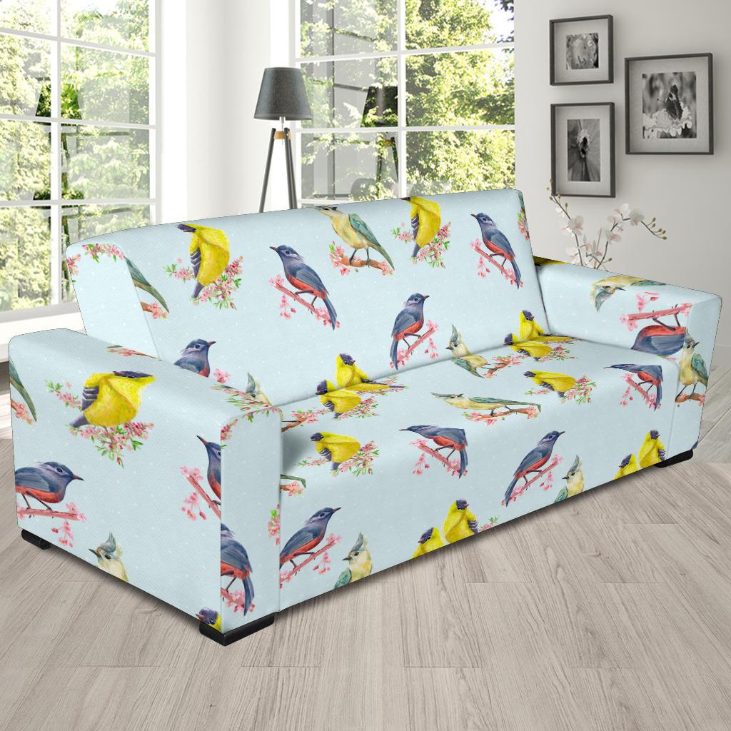 Bird Sweet Themed Print Pattern Sofa Slipcover-JTAMIGO.COM