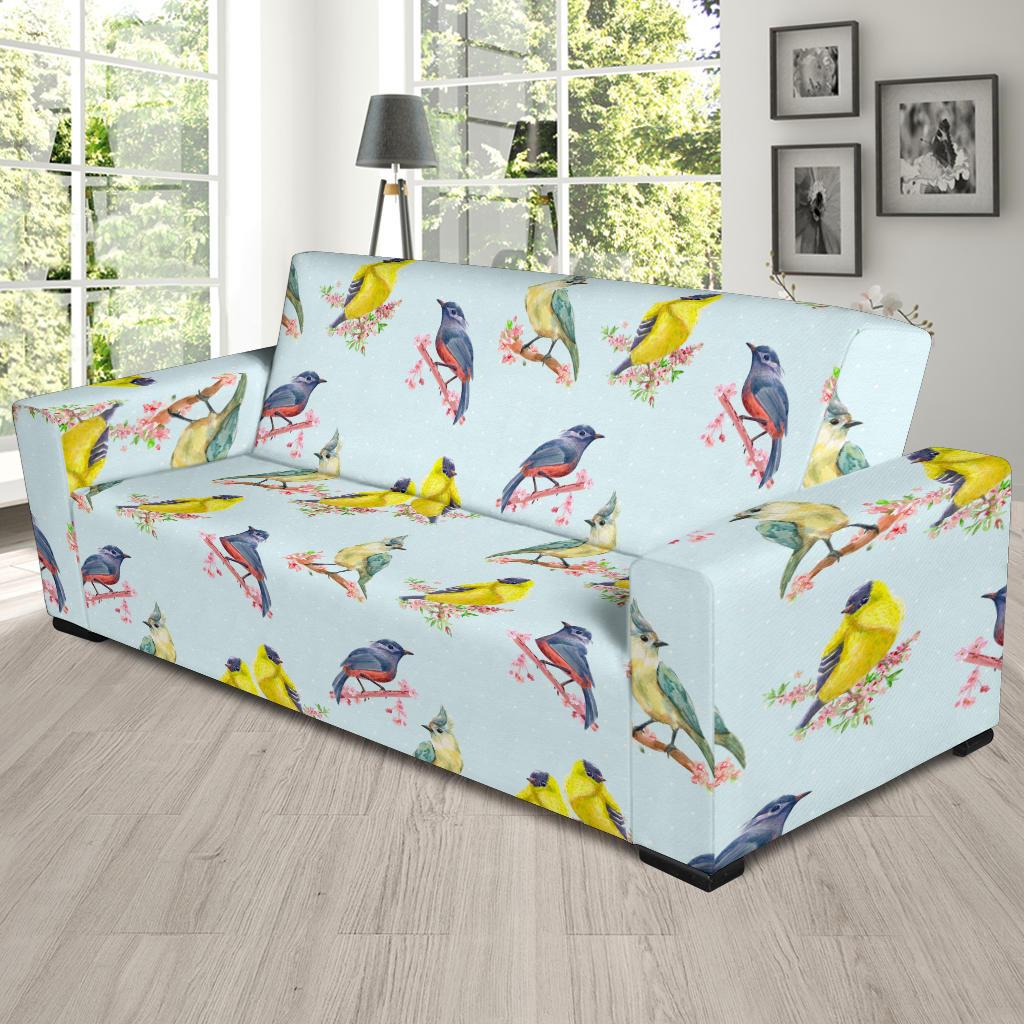 Bird Sweet Themed Print Pattern Sofa Slipcover-JTAMIGO.COM