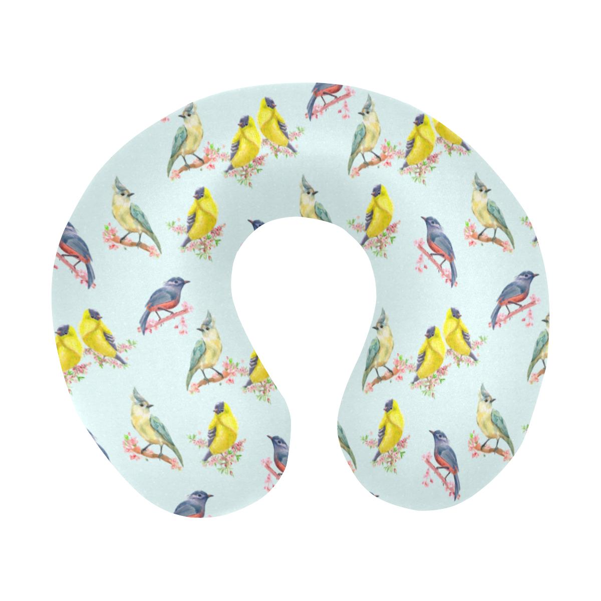 Bird Sweet Themed Print Pattern U-Shaped Travel Neck Pillow-JTAMIGO.COM