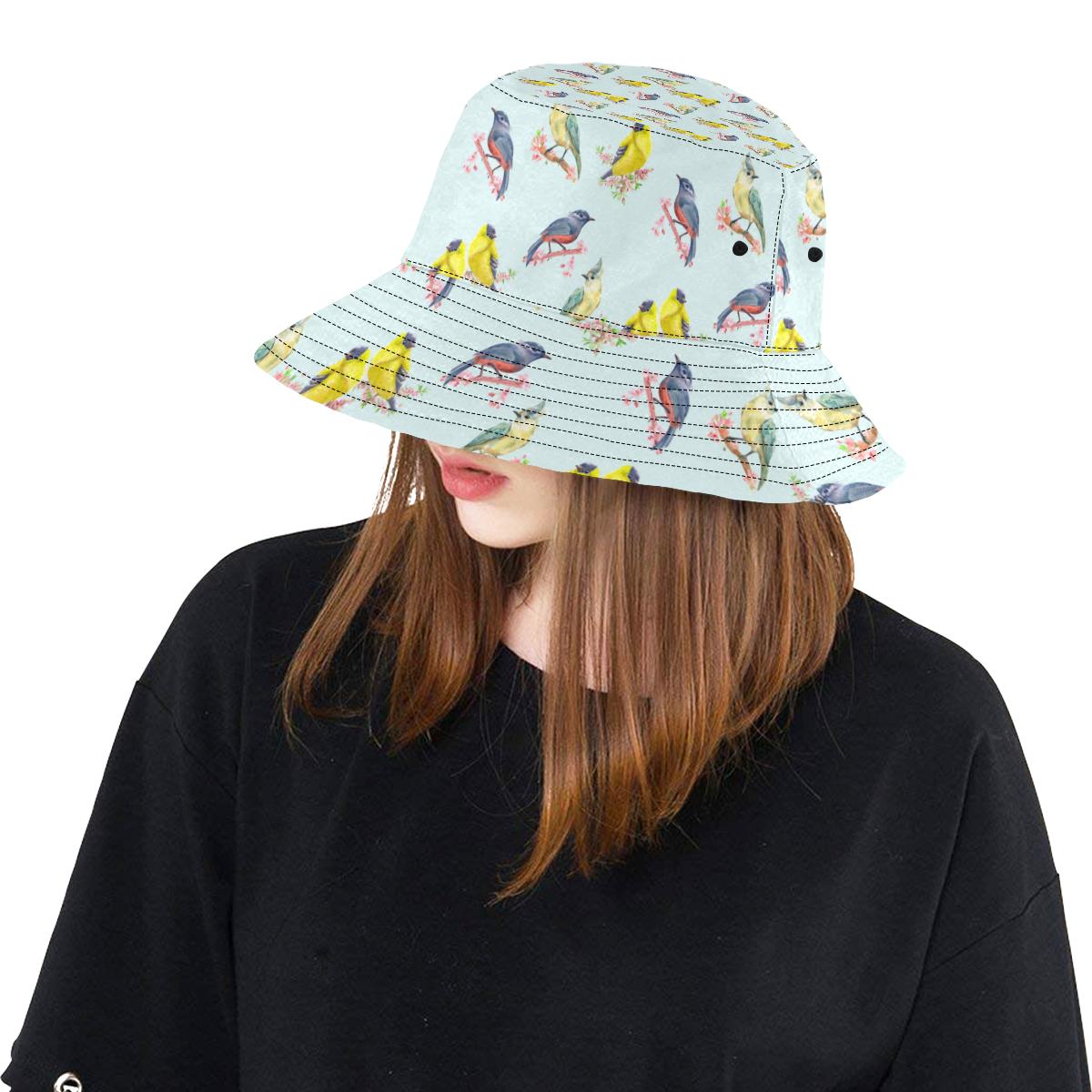 Bird Sweet Themed Print Pattern Unisex Bucket Hat