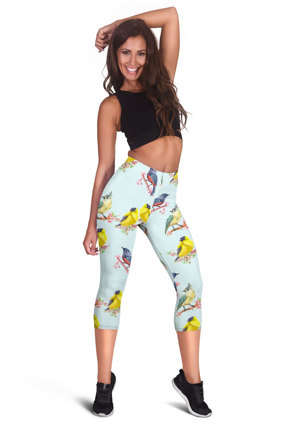 Bird Sweet Themed Print Pattern Women Capris