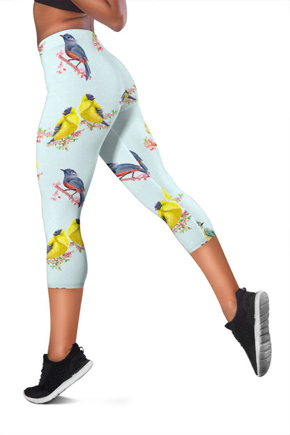 Bird Sweet Themed Print Pattern Women Capris