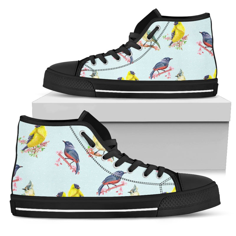 Bird Sweet Themed Print Pattern Women High Top Shoes