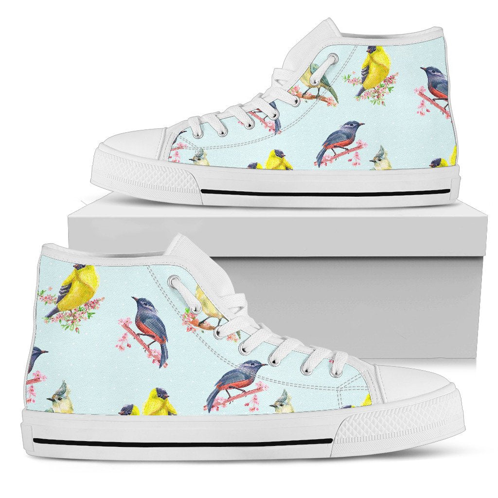 Bird Sweet Themed Print Pattern Women High Top Shoes