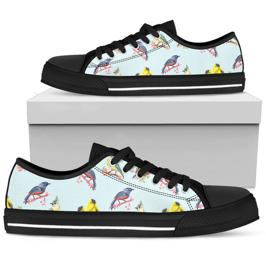Bird Sweet Themed Print Pattern Women Low Top Shoes