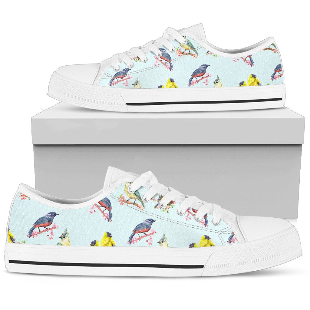 Bird Sweet Themed Print Pattern Women Low Top Shoes