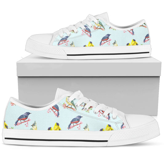 Bird Sweet Themed Print Pattern Women Low Top Shoes