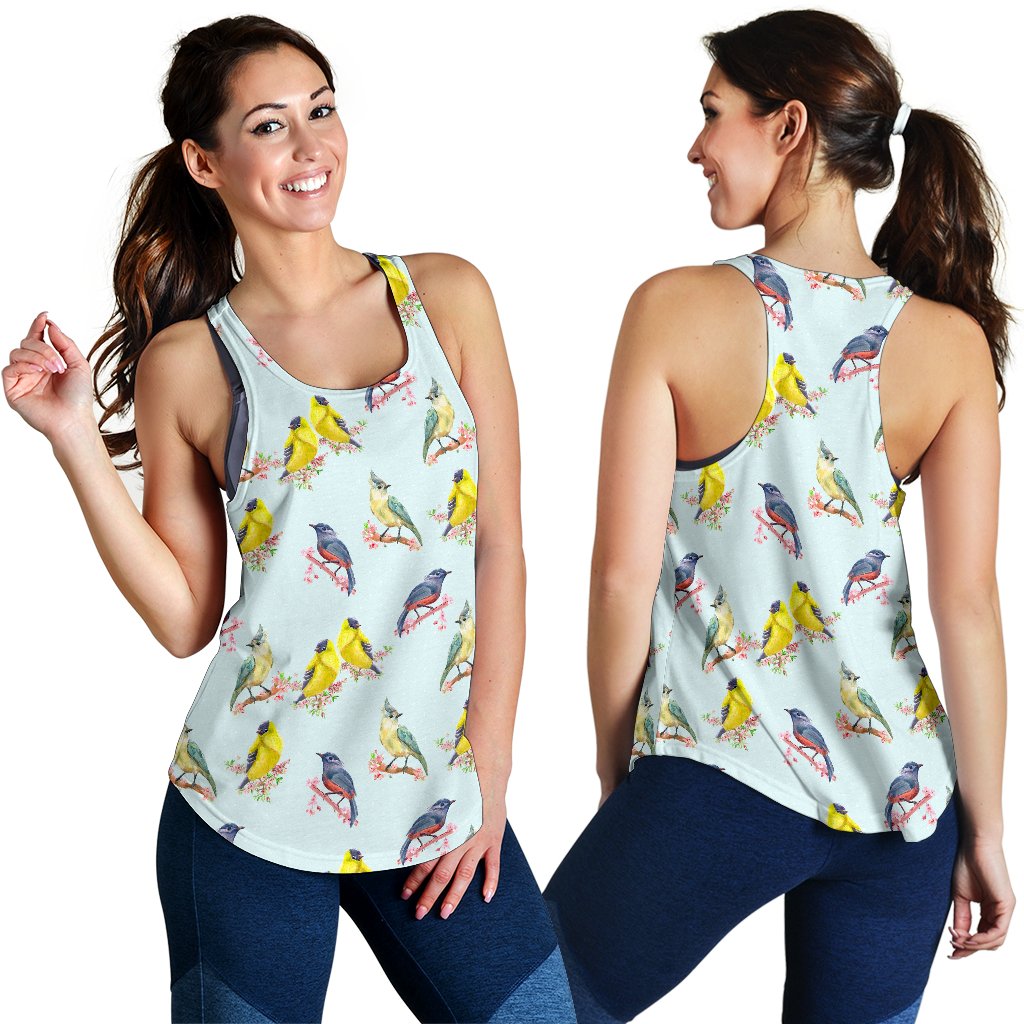 Bird Sweet Themed Print Pattern Women Racerback Tank Top