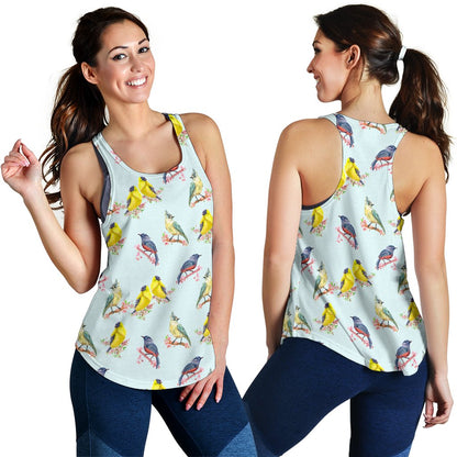Bird Sweet Themed Print Pattern Women Racerback Tank Top
