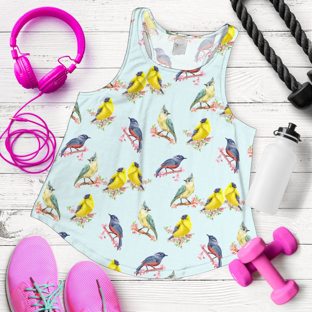 Bird Sweet Themed Print Pattern Women Racerback Tank Top