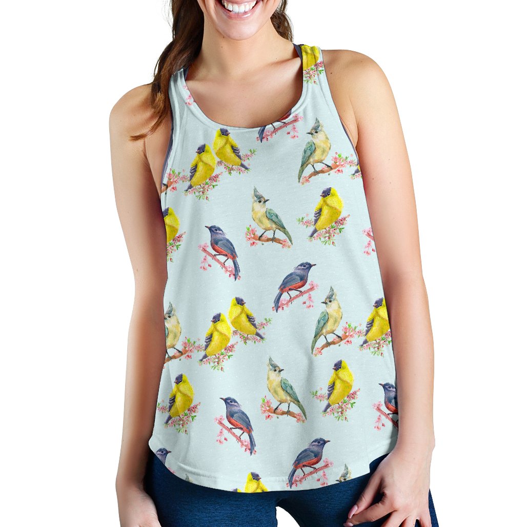 Bird Sweet Themed Print Pattern Women Racerback Tank Top