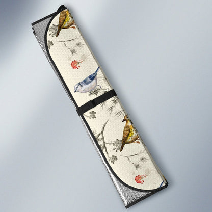 Bird Watercolor Design Pattern Car Sun Shade For Windshield
