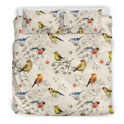 Bird Watercolor Design Pattern Duvet Cover Bedding Set