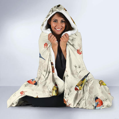 Bird Watercolor Design Pattern Hooded Blanket-JTAMIGO.COM