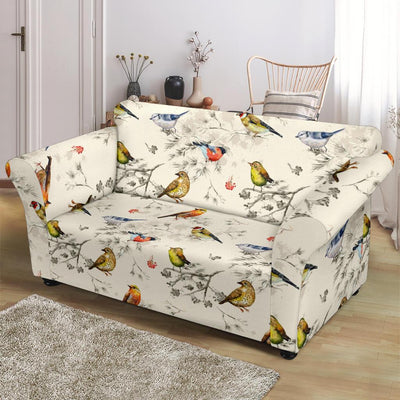 Bird Watercolor Design Pattern Loveseat Slipcover-JTAMIGO.COM