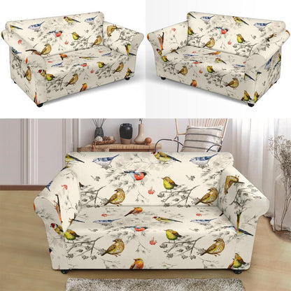 Bird Watercolor Design Pattern Loveseat Slipcover-JTAMIGO.COM