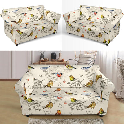 Bird Watercolor Design Pattern Loveseat Slipcover-JTAMIGO.COM