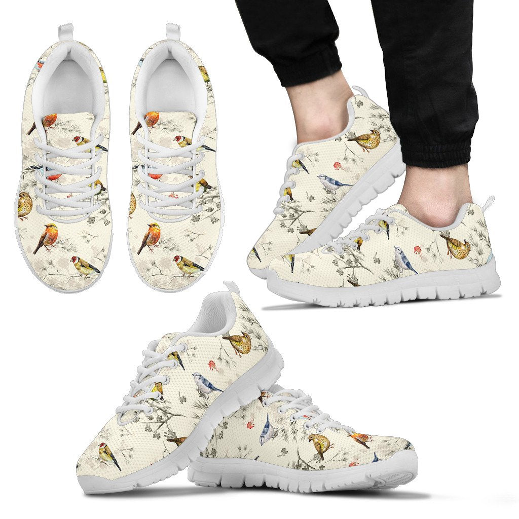 Bird Watercolor Design Pattern Men Sneakers Shoes