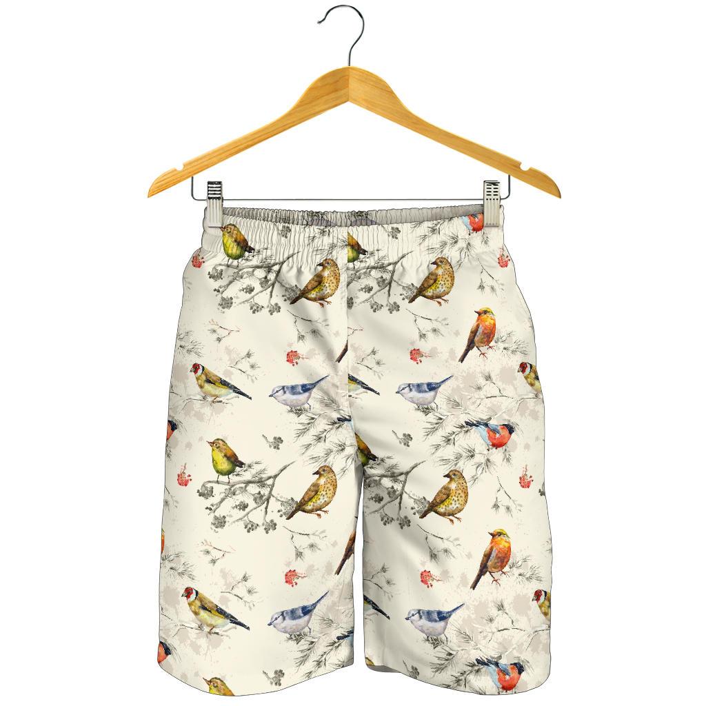Bird Watercolor Design Pattern Mens Shorts-JTAMIGO.COM