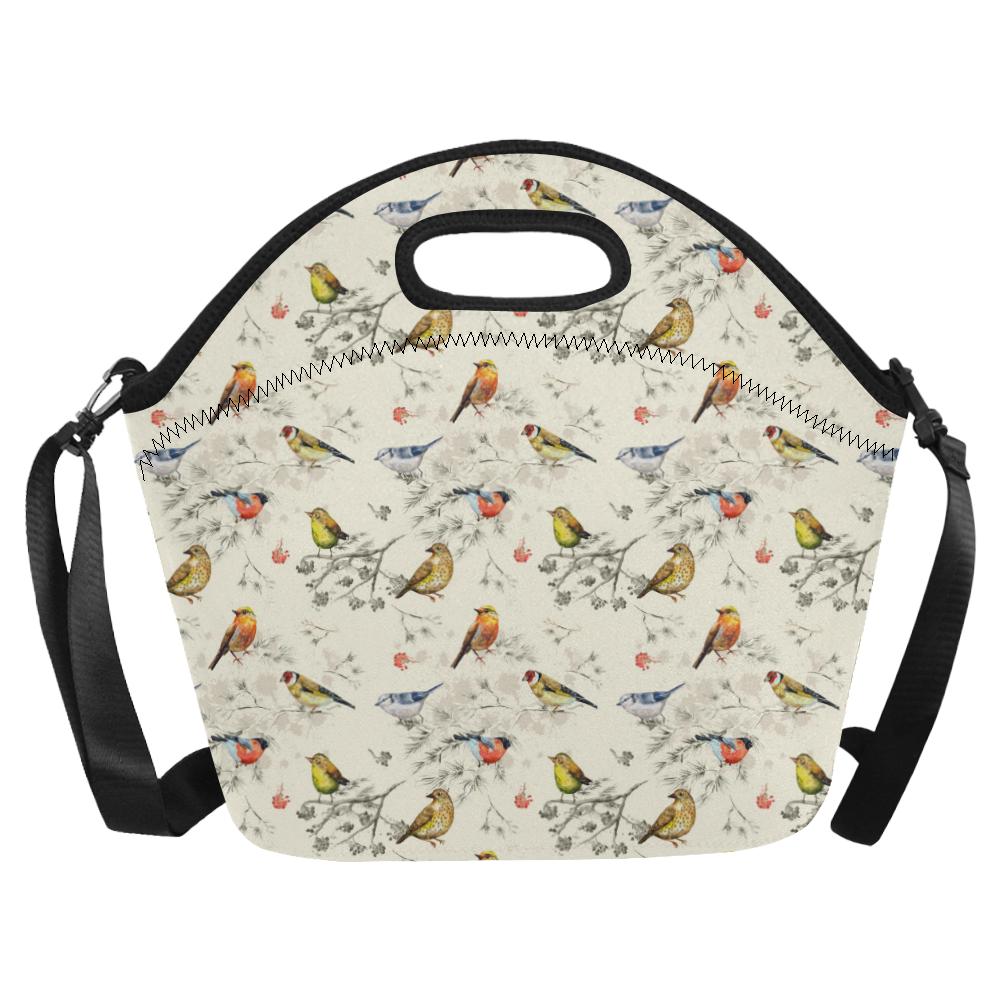 Bird Watercolor Design Pattern Neoprene Lunch Bag (Model 1669)(Large)-JTAMIGO.COM