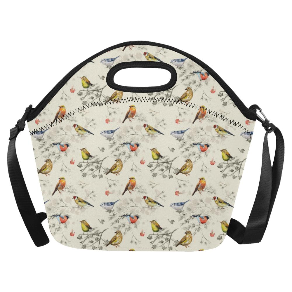 Bird Watercolor Design Pattern Neoprene Lunch Bag (Model 1669)(Large)-JTAMIGO.COM