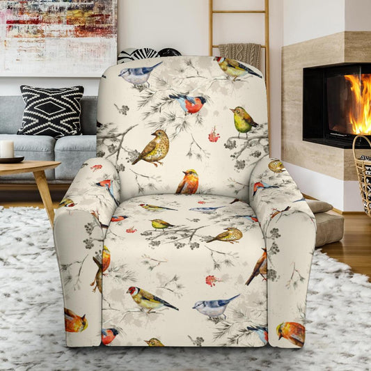Bird Watercolor Design Pattern Single Sofa Slipcover -JTAMIGO.COM