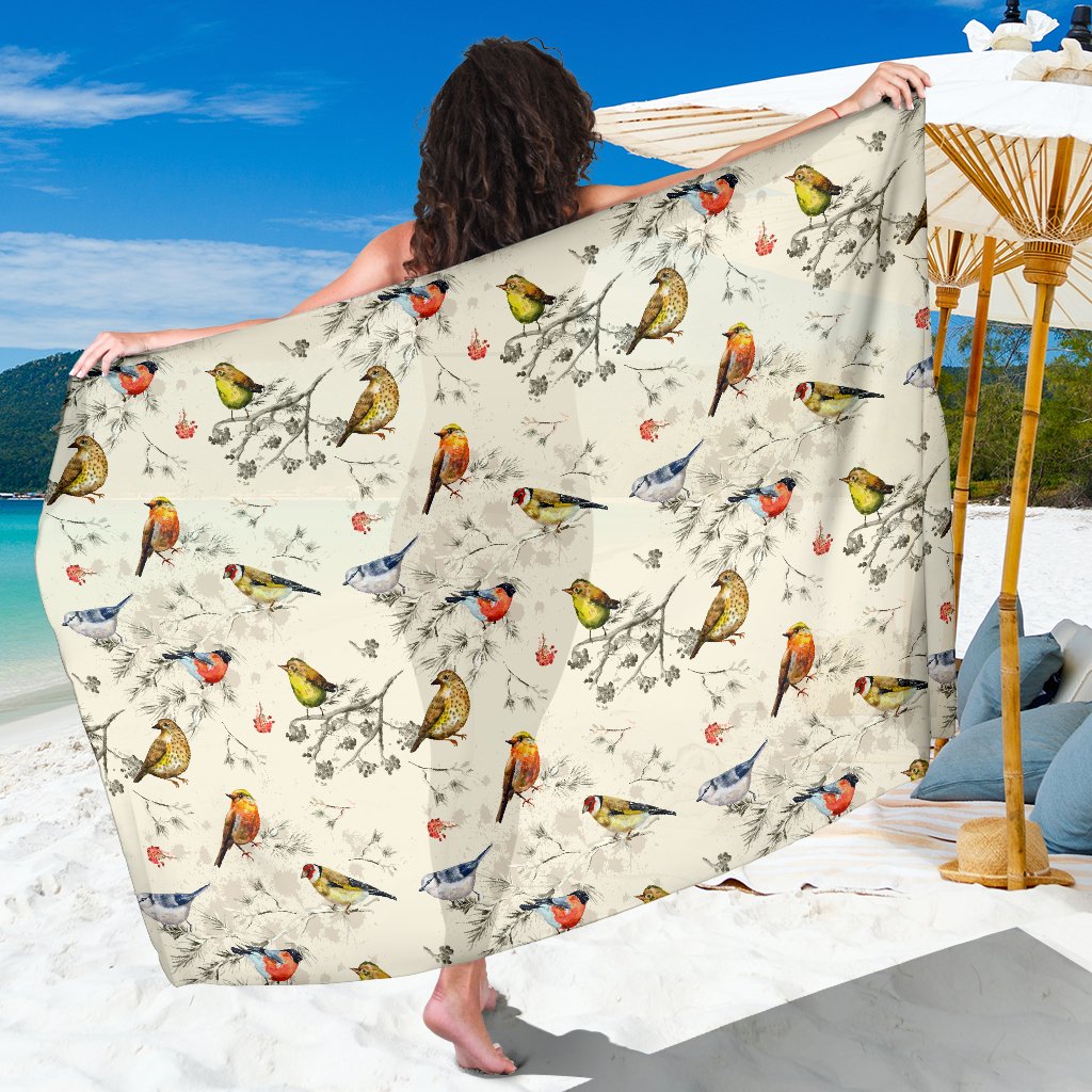 Bird Watercolor Design Pattern Sarong Pareo Wrap