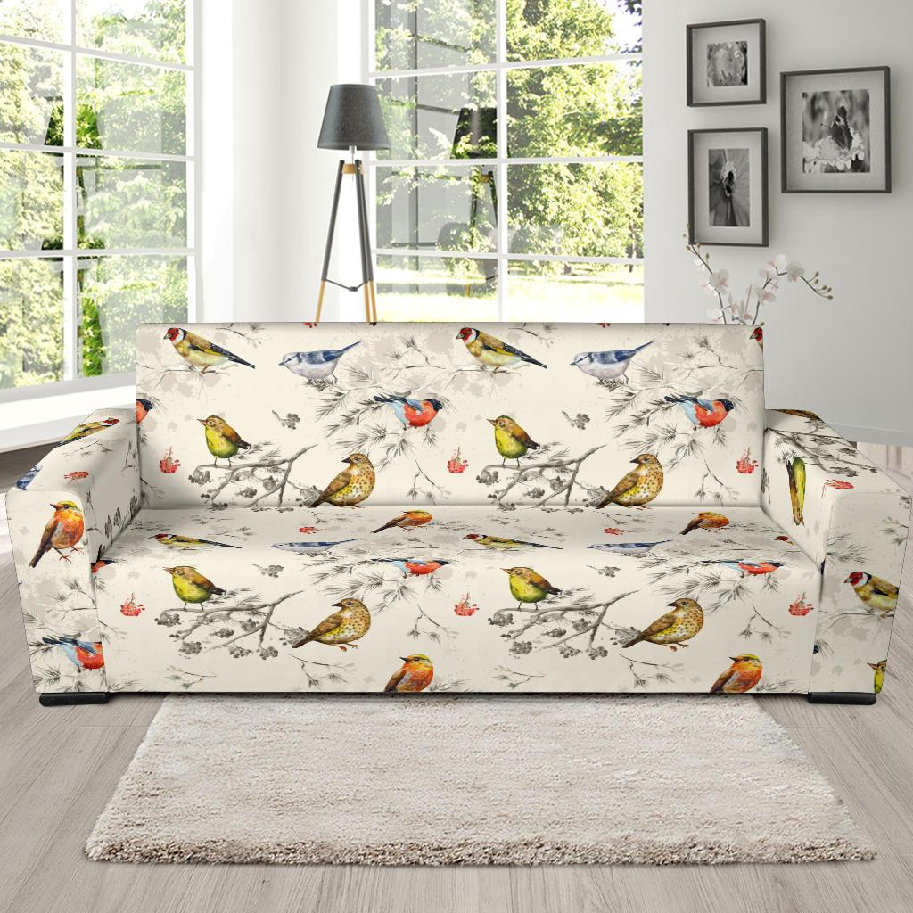 Bird Watercolor Design Pattern Sofa Slipcover-JTAMIGO.COM