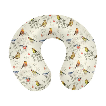 Bird Watercolor Design Pattern U-Shaped Travel Neck Pillow-JTAMIGO.COM