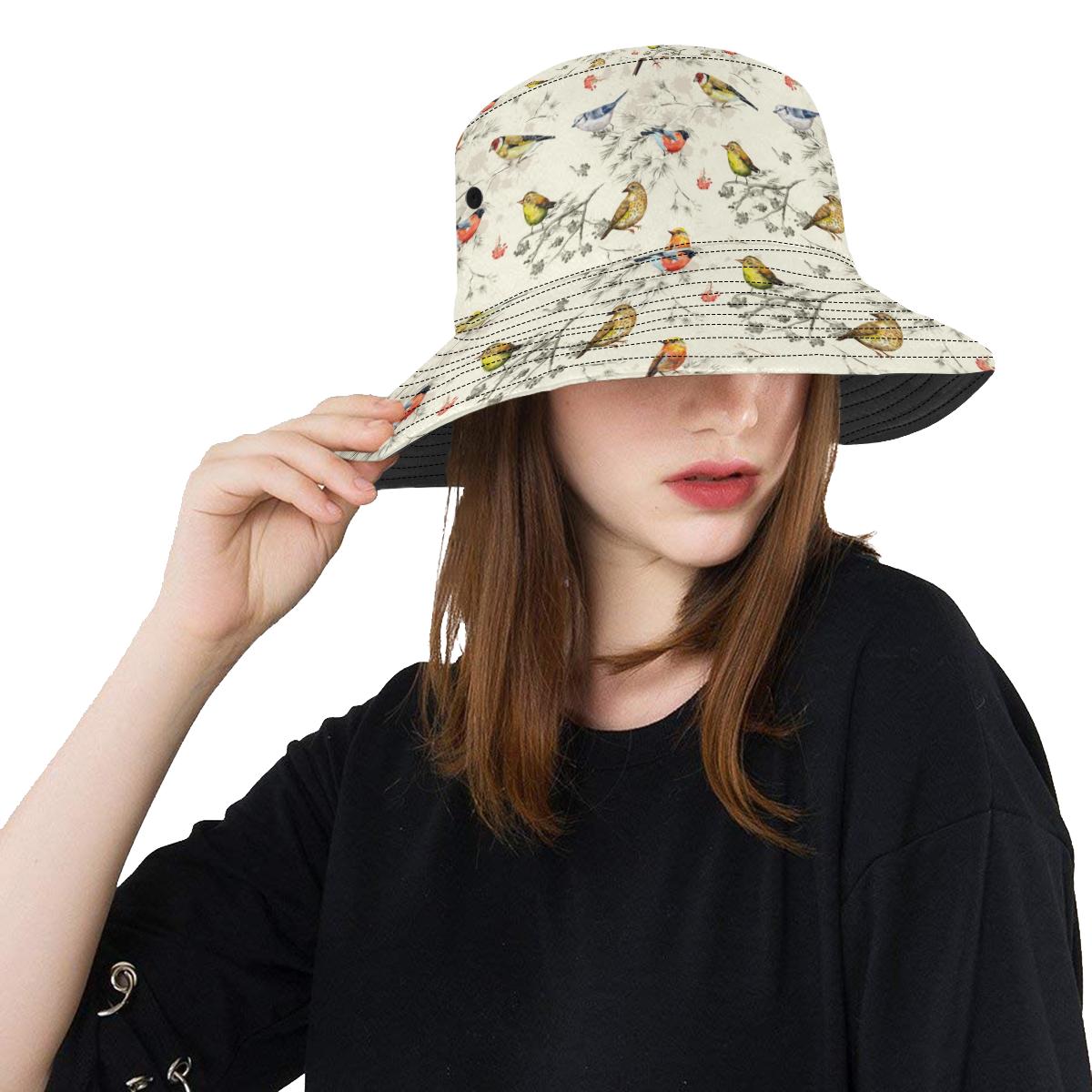 Bird Watercolor Design Pattern Unisex Bucket Hat
