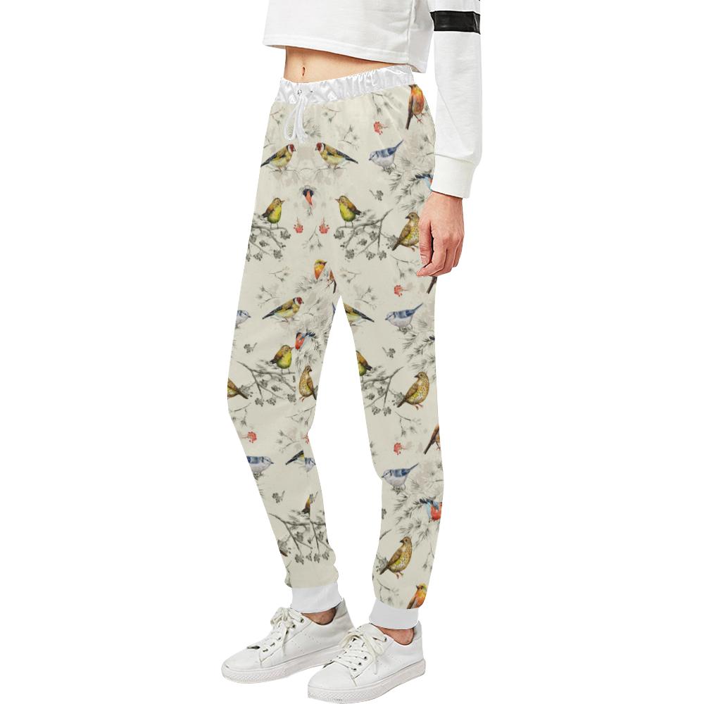 Bird Watercolor Design Pattern Unisex Casual Sweatpants (Model L11)-JTAMIGO.COM