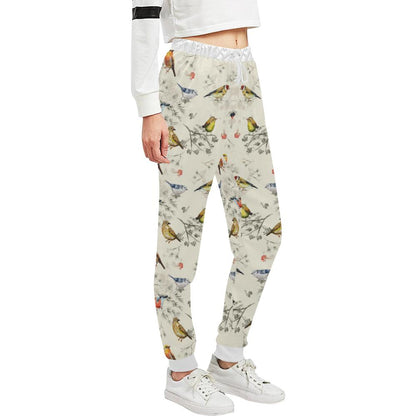 Bird Watercolor Design Pattern Unisex Casual Sweatpants (Model L11)-JTAMIGO.COM