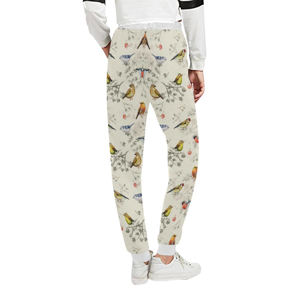 Bird Watercolor Design Pattern Unisex Casual Sweatpants (Model L11)-JTAMIGO.COM