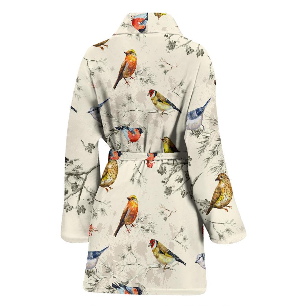 Bird Watercolor Design Pattern Women Bath Robe-JTAMIGO.COM
