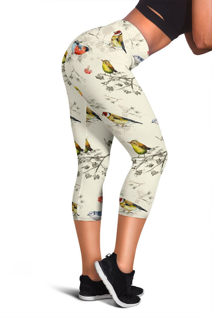 Bird Watercolor Design Pattern Women Capris