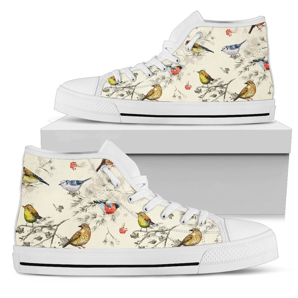 Bird Watercolor Design Pattern Women High Top Shoes
