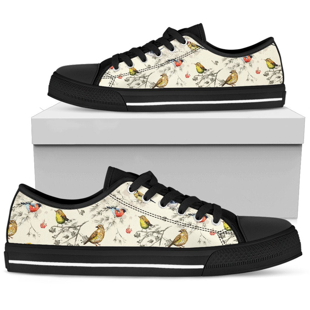 Bird Watercolor Design Pattern Women Low Top Shoes
