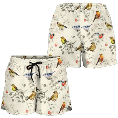 Bird Watercolor Design Pattern Women Shorts-JTAMIGO.COM