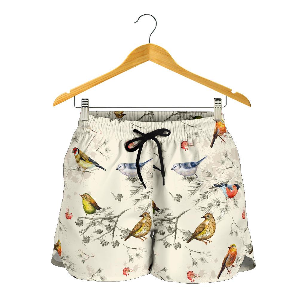 Bird Watercolor Design Pattern Women Shorts-JTAMIGO.COM